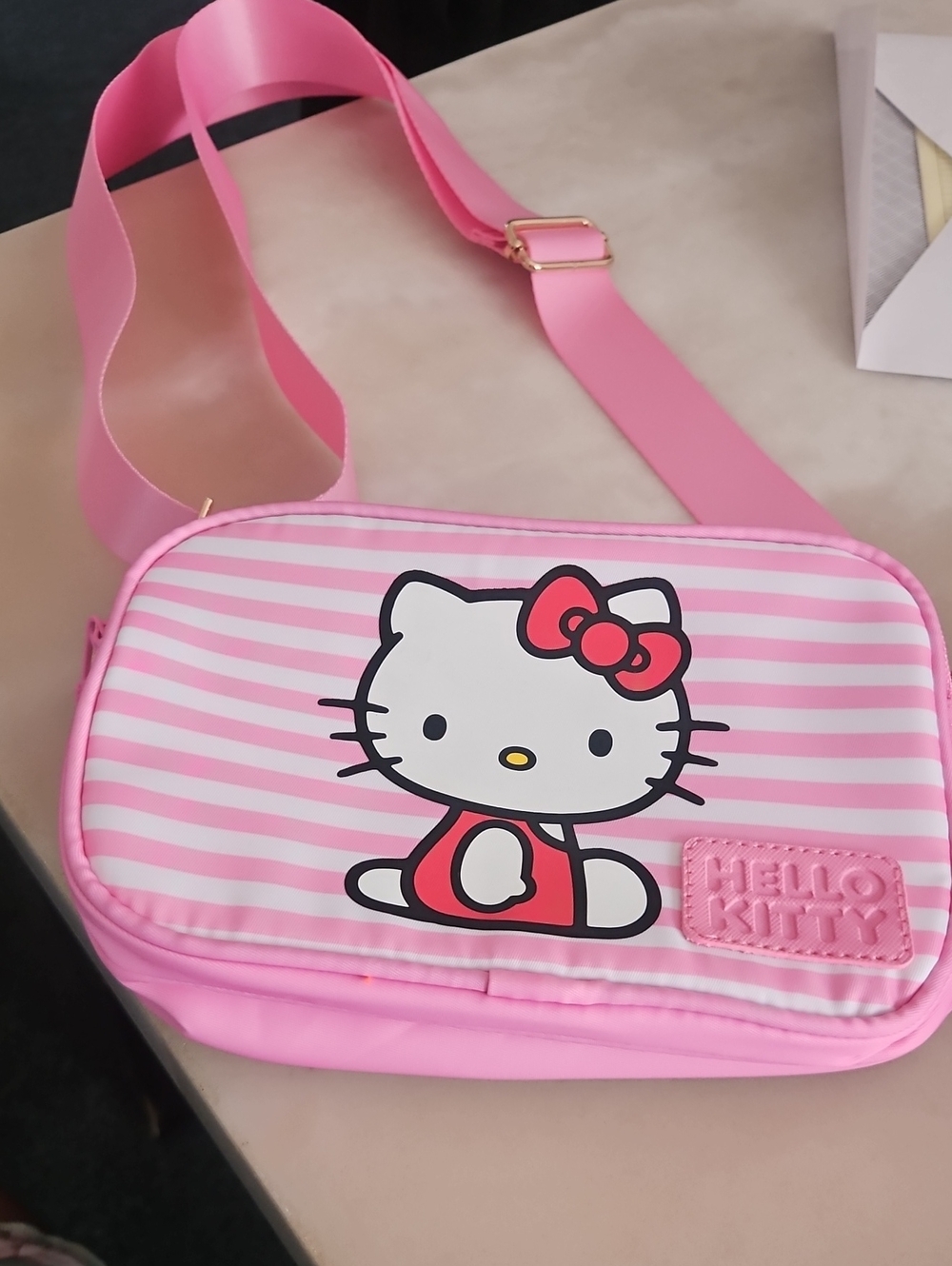 Hello Kitty Pink Striped Crossbody Shoulder Bag